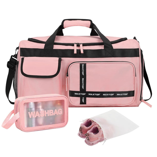 MAXTOP Gym Bag for Women Men Travel Duffle Bag Large Capacity Carry On Weekender Overnight Bag With Shoe Compartment Gym Tote Dry Wet Separation Duffel Bag for Travel