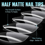 TOMICCA Medium Almond Nail Tips, 504Pcs Acrylic, 12 Sizes Half Matte Soft Gel, Nail Extension for Beginner and Professional