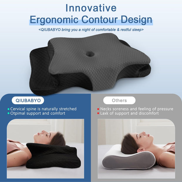 Pain Relief Cervical Pillow for Neck Support,Adjustable Ergonomic Pillow Cozy Sleeping,Odorless Orthopedic Memory Foam Pillows,Contour Bed Pillow for Side Back Stomach Sleeper