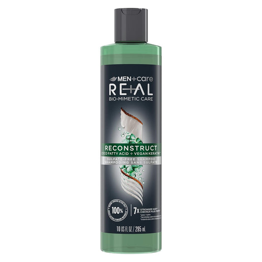DOVE MEN + CARE Real Bio-Mimetic Care Shampoo For Damaged Hair Reconstruct Sulfate-Free Shampoo With Coco Fatty Acid + Vegan Keratin 10oz