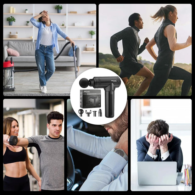 Massage Gun Deep Tissue - Back Muscle Massager w/High Torque Motor for Back Pain, Shoulder, Neck, Body, All Muscles Recover & Massage