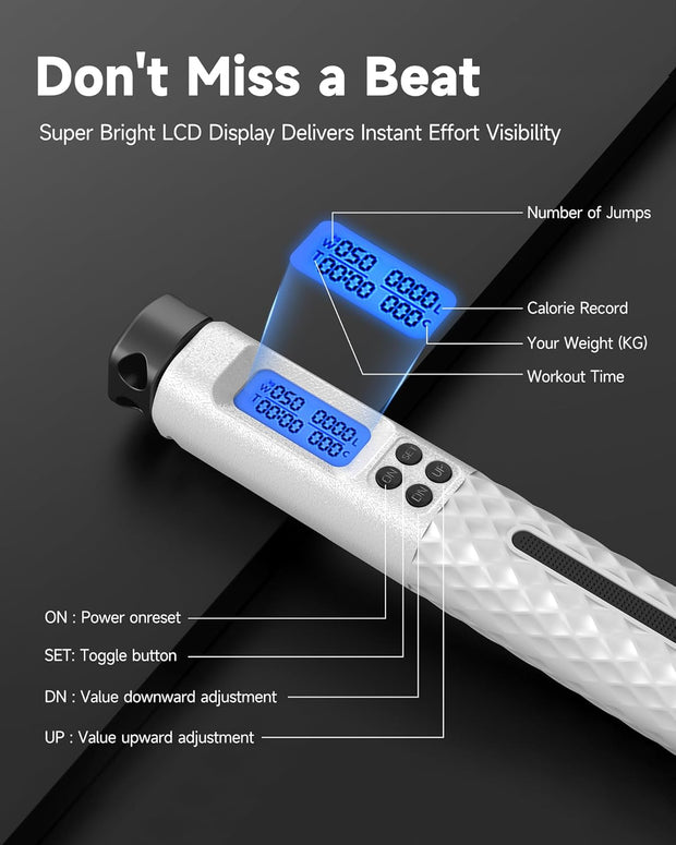 KINTHEA 2 in 1 Smart Jump Rope with Counter and LED Display, Cordless Jumping Rope with Counter for Women, Men, All Age, Adjustable Skipping Rope for Cardio Fitness in Limited Home Space & Outdoor