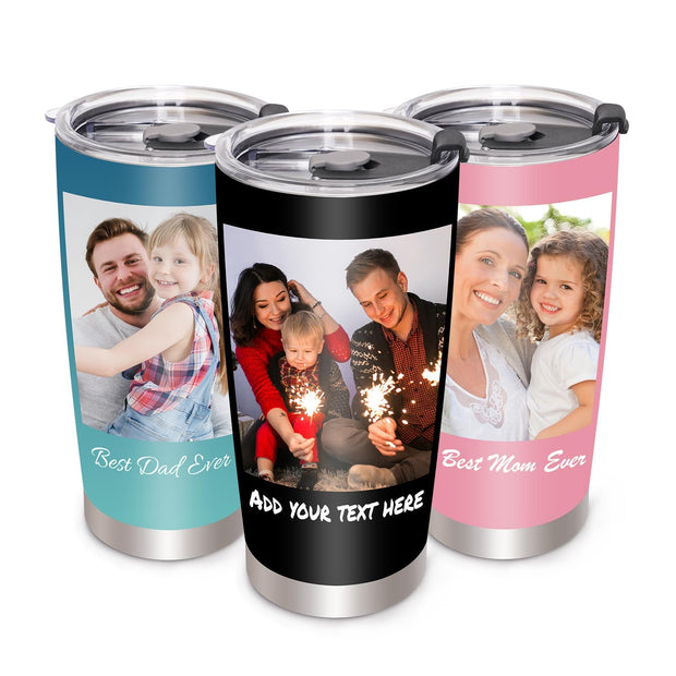 Personalized Tumbler with Picture Text, Custom Photo Coffee Tumbler 30oz Insulated Stainless Steel Custom Mug Cup Gift for Dad Mom Women Men Mothers Day Birthday Anniversary Christmas
