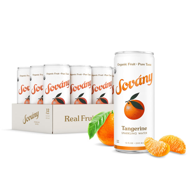 Sovány Sparkling Water, Green Apple, Seltzer Water Drinks, USDA Organic, Made With Real Fruit, Non-GMO, Vegan, No Added Sugar, Low Calorie, 12 fl oz, 12 Pack