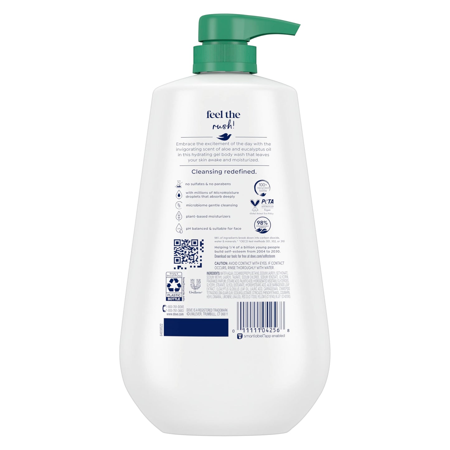 Dove Body Wash with Pump Pamper Shea Butter & Vanilla for 24hr Lotion-Soft Skin Moisturizing Skin Cleanser with No Sulfates No Parabens 30.6 oz