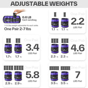 Sportneer Adjustable Ankle Weights for Women and Men 7 lbs/Pair Adjustable Leg Weights with Secure Straps, Strength Training Weighted for Yoga, Walking, Running, Aerobics, Gym, Physical Therapy