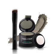 THICK FIBER Root Touch Up Powder - Water & Sweat Resistant Hair Loss Concealer Set for Thinning Hair Women, Includes Brush (Black)