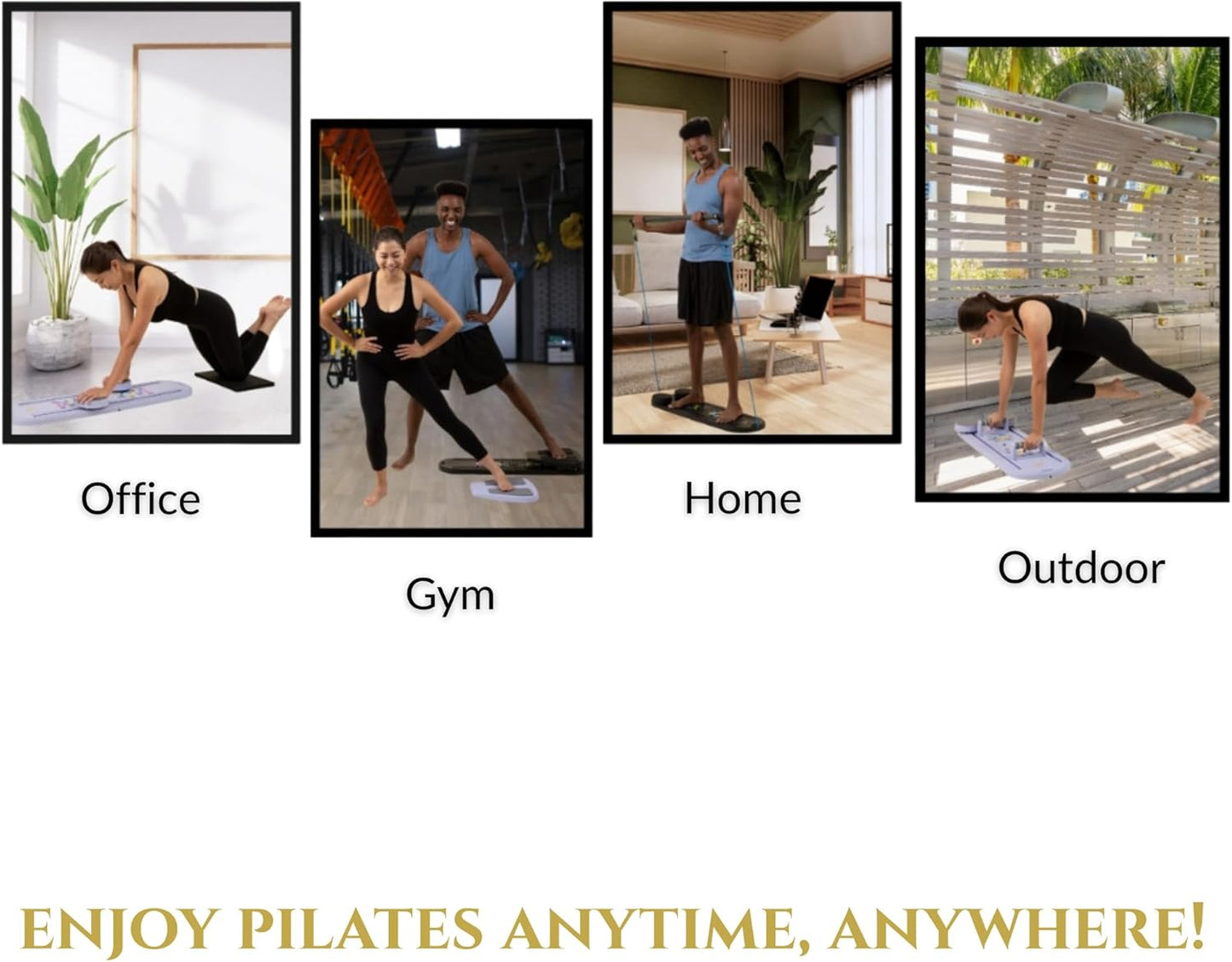 7-in-1 Pilates Reformer Board, Portable Pilates Board Foldable Pilates Reformer Equipment with Timer for Home Workouts with Resistance Bands Core Glider Push-Up Handles Balance Trainer Pilates Machine
