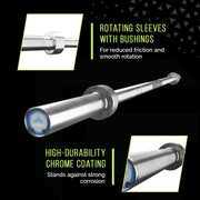 Olympic Training Barbell (6FT) (15 Pound Weight) (300 LBS Capacity), Home Gym Fitness Equipment, Strength Training Workout Bar, Weight bar for Squats, Deadlift, Weightlifting, Bench Press