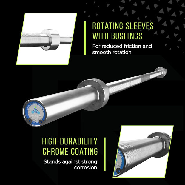 Olympic Training Barbell (6FT) (15 Pound Weight) (300 LBS Capacity), Home Gym Fitness Equipment, Strength Training Workout Bar, Weight bar for Squats, Deadlift, Weightlifting, Bench Press