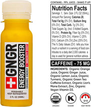 +GNGR Immunity Booster Organic Ginger and Turmeric Shot - Cold Pressed Ginger Shots with Turmeric, Cayenne Pepper, Orange, Lemon for All Natural Immune & Digestive Support (2 Oz, Pack of 12)