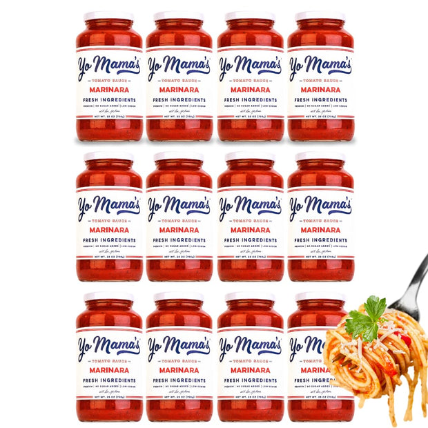 Yo Mama's Foods Keto Marinara Pasta Sauce - (3) 12.5 Ounce Jars - No Sugar Added, Low Carb, Low Sodium, Gluten Free, Paleo Friendly, and Made with Fresh, Non-GMO Tomatoes