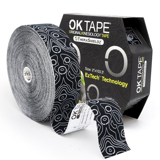 OK TAPE Kinesiology Tape Bulk 103Feet, Pro Adhesive, Water-Resistant k Tape, Elastic Athletic Tape, Latex Free, Uncut, Black