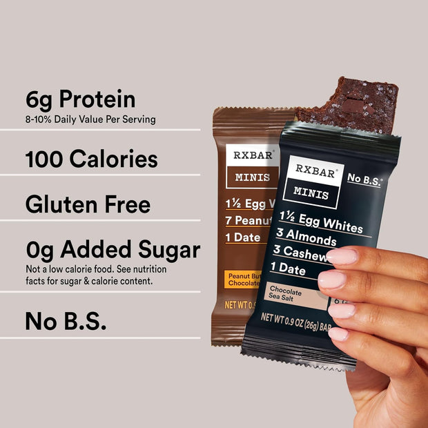 RXBAR Minis Protein Bars, Protein Snack, Snack Bars, Variety Pack, 7.3oz Box (8 Count)