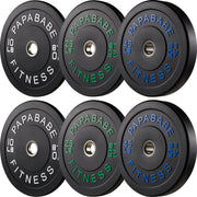 Papababe Weight Plates, 2-Inch Weights Plates Set, Floor Protective Rubber Weight Plates, 10-600lbs Bumper Plates for Barbell Strength Training & Weightlifting (Single/Pair/Full Set)