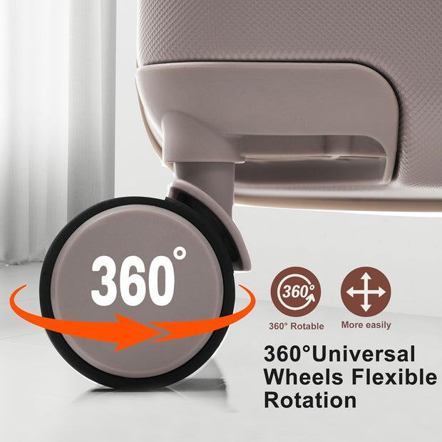 Merax 3 Piece ABS Hardshell Luggage Sets Spinner Wheel Suitcase TSA Lock Suit Case, Rosybrown, 20/24/28 Inch