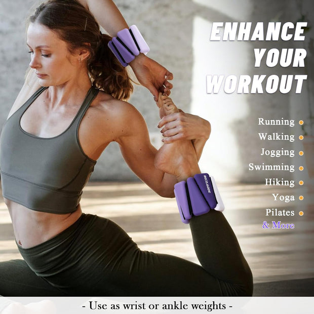 Wrist Weights for Women At Home Ankle Weights Set of 2 (1 lb /2 Lbs Each) Adjustable Weighted Wristbands Arm Leg Weights for Women Men Suitable for Walking Swimming Running Pilates Yoga Gym