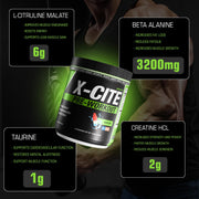 X-CITE Pre-Workout by ATHLEAN-X - Enhanced Formula with Beta-Alanine, Creatine & Caffeine for Ultimate Energy, Endurance, Focus & Muscle Pump, NSF Certified for Sports (22 Servings, Fruit Punch)