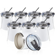 MEWAY 12oz/8 Pack Coffee Mug With Lid, Insulated Stainless Steel Reusable Coffee Cup, Double Wall Durable Coffee Mug, Powder Coate，For Coffee, Beer, Home, Office(MIX,8 Pack)