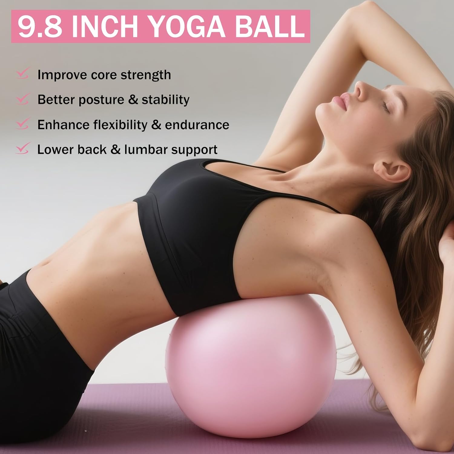Home Pilates Essentials Kit for Women Pink Ring and Ball Pilates Set Equipment, Magic Circle with 5 Resistance Bands Premium Accessories Kits for Starter Toning Workouts at Home
