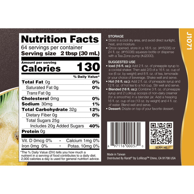 Tea Zone J1050 64 fl.oz Orange Syrup for Tea, Coffee, Sweets, Ice Cream, Cocktails Blending