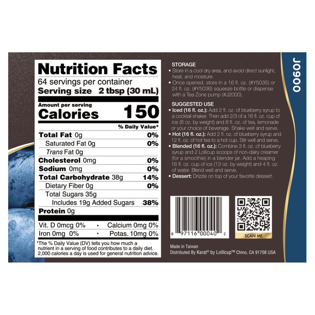 Tea Zone J1050 64 fl.oz Orange Syrup for Tea, Coffee, Sweets, Ice Cream, Cocktails Blending