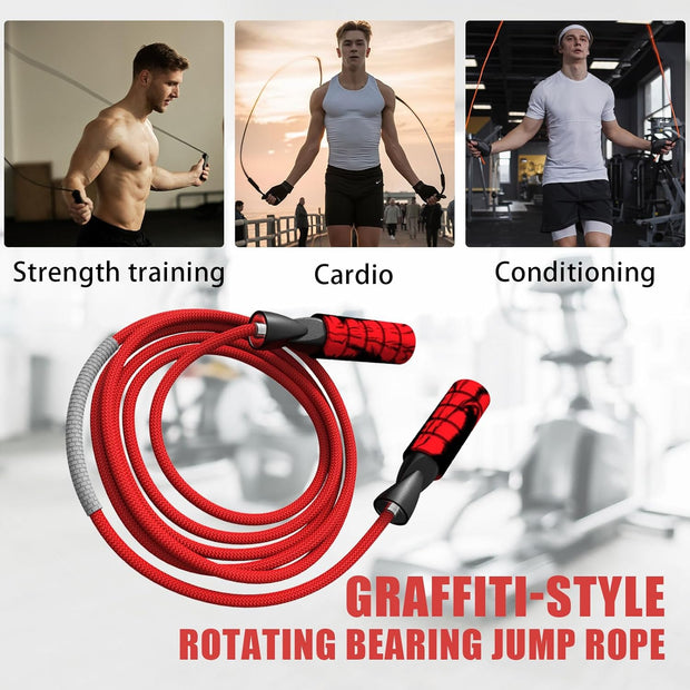 Jump Rope for Women & Men Adjustable Length Cotton Skipping Rope for Adults & Kids Workout Equipment for Weight Loss, Cardio, Boxing & Fitness Suitable for Home, Gym & School Use
