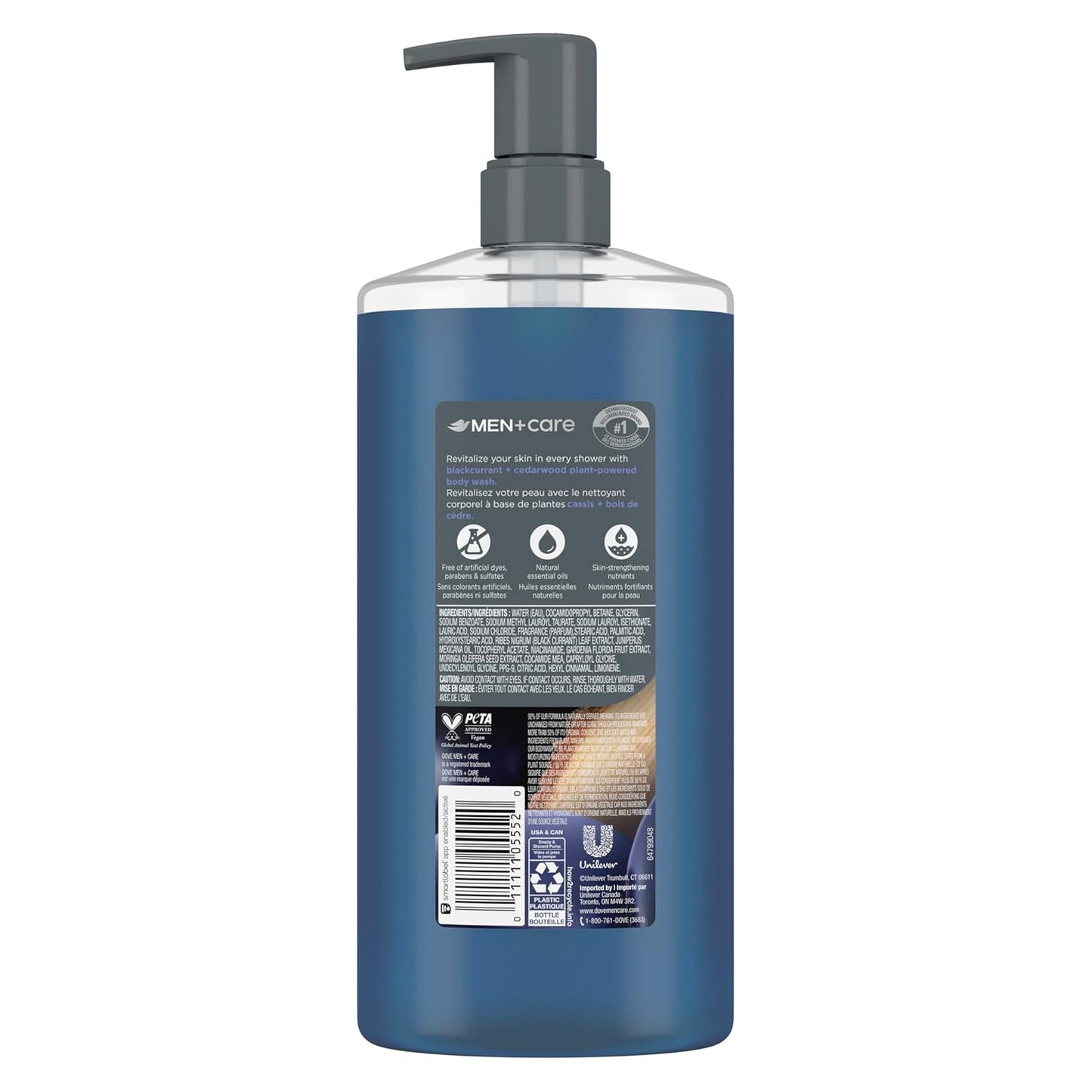 DOVE MEN + CARE Body Wash Blackcurrant to Rebuild Skin in the Shower with Plant-Based Cleansers and Moisturizers 26 Fl Oz