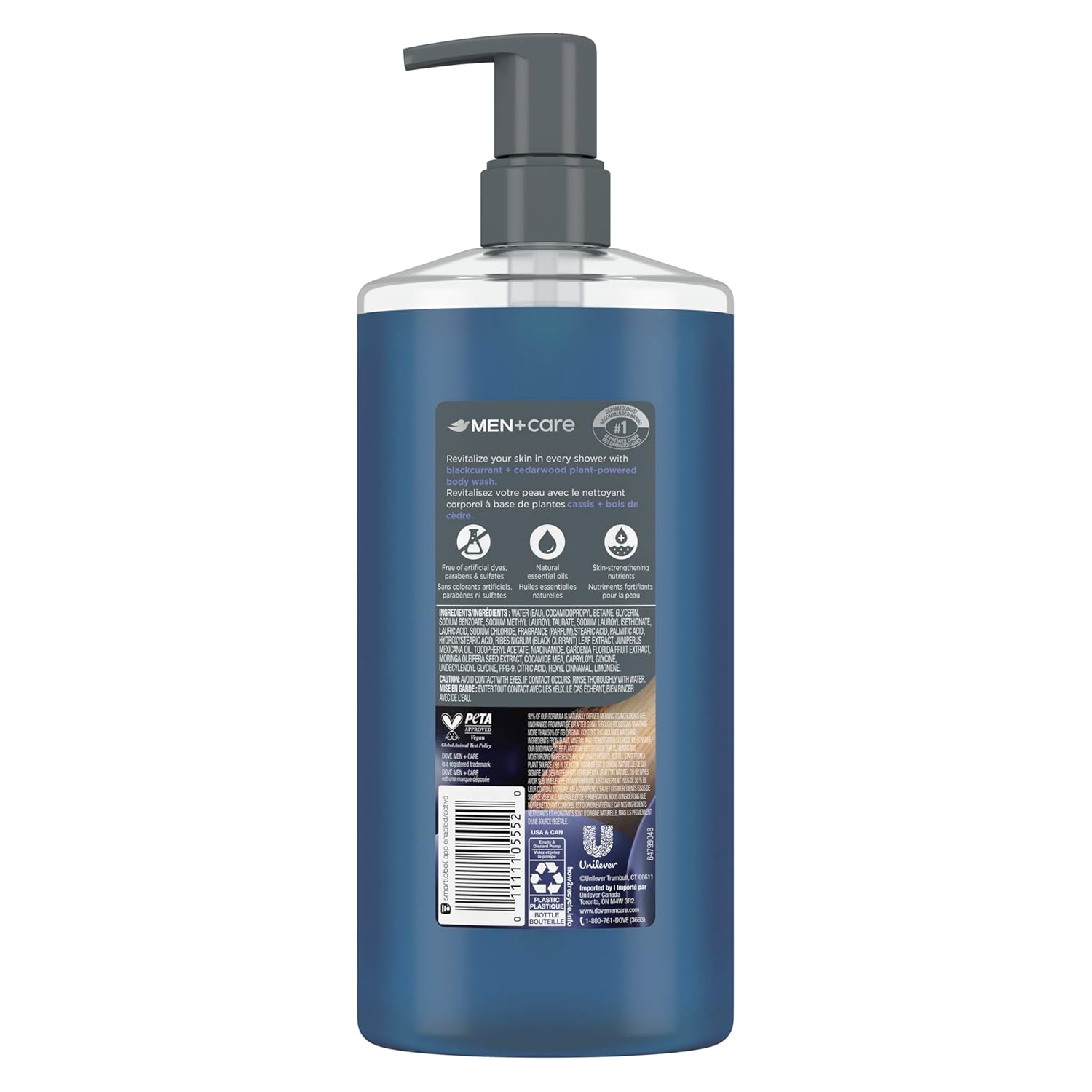 DOVE MEN + CARE Body Wash Blackcurrant to Rebuild Skin in the Shower with Plant-Based Cleansers and Moisturizers 26 Fl Oz