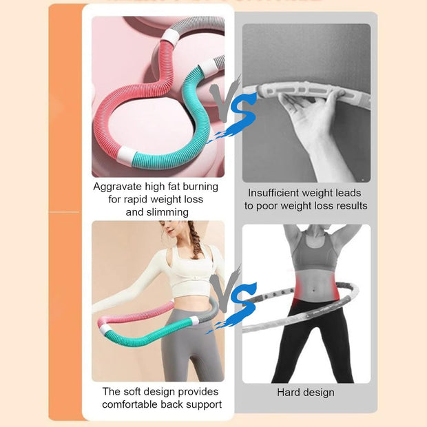 Weighted Hula Hoop for Adults,Soft Spring Hoop Waist-Friendly Foldable Fitness Hoop,Portable Exercise Equipment for Waist Slimming & Full Body Workout