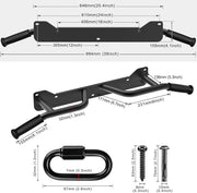 SELEWARE Heavy Duty Wall Mounted Doorway Pull Up Bar Multifunctional Joist Mount Chin Up Bar with Resistance Band Hooks & Ball Finger Training, Fully Welded Steel Construction Support to 600LBS
