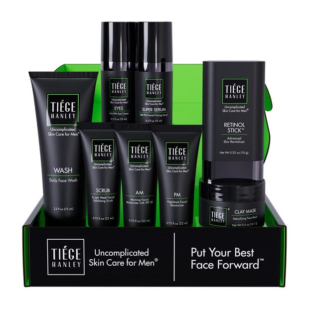 Tiege Hanley Men’s Skin Care Set, Revitalization Routine (System Level 4) – Face Wash, Scrub, Moisturizer, Eye Cream, Serum & Clay Mask for Tired, Dull Skin & Rejuvenation