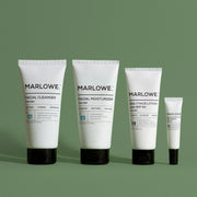 MARLOWE. Mens Skin Care Set, No. 204 Daily Essential Face Kit, No. 121 Facial Cleanser, No. 123 Facial Moisturizer, No. 127 Eye Cream, No. 128 Daily Face Lotion with SPF 50, Great Gift for Men