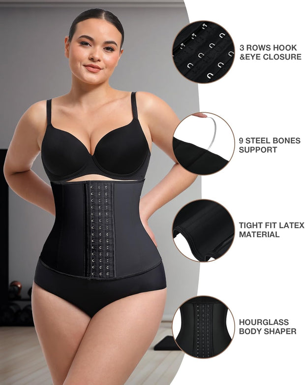 Waist Trainer for Women Latex Underbust Waist Cincher Corset, Tummy Control Corset Sport Girder Hourglass Body Shaper