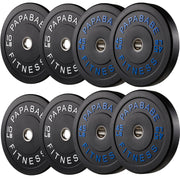 Papababe Weight Plates, 2-Inch Weights Plates Set, Floor Protective Rubber Weight Plates, 10-600lbs Bumper Plates for Barbell Strength Training & Weightlifting (Single/Pair/Full Set)