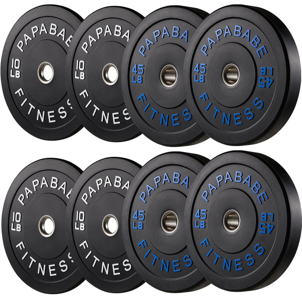 Papababe Weight Plates, 2-Inch Weights Plates Set, Floor Protective Rubber Weight Plates, 10-600lbs Bumper Plates for Barbell Strength Training & Weightlifting (Single/Pair/Full Set)