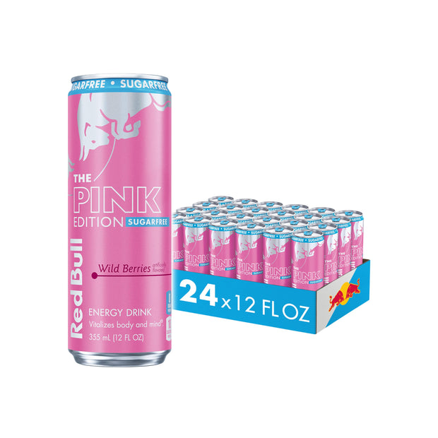 Red Bull Pink Edition Sugar Free Energy Drink, Wild Berries, 8.4 fl. oz., 6 x 4 Cans, Pack of 24 Cans, with 80mg Caffeine, Taurine & B Vitamins