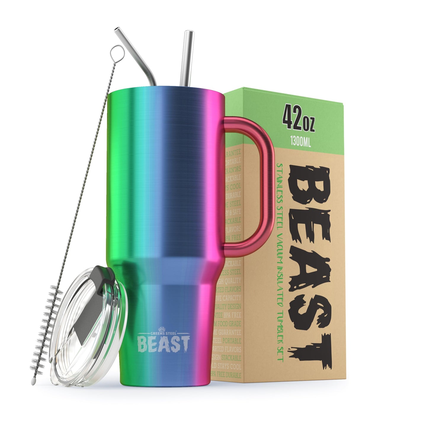 Beast 50 oz Tumbler Stainless Steel Vacuum Insulated Coffee Ice Cup Double Wall Travel Flask (Arctic White)