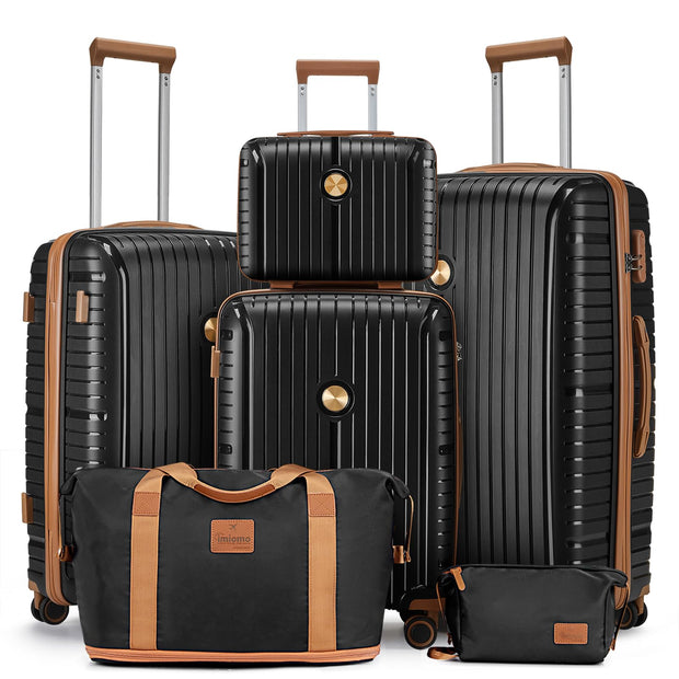 Joyway Luggage Sets 6 Piece PP Hardside Carry on Suitcase with Spinner Wheels and TSA Lock for Travel, Purple