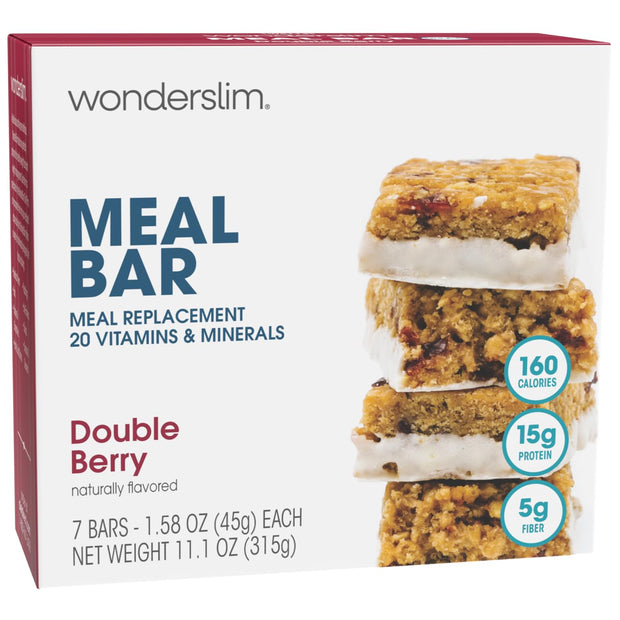 WonderSlim Meal Replacement Protein Bar, Variety Pack, 15g Protein, 20 Vitamins & Minerals (7ct)