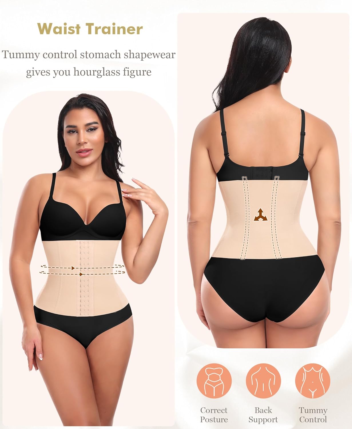 Ganado Waist Trainer for Women Corset Shapewear Tummy Control Waist Cincher Underbust Postpartum Girdle Body Shaper