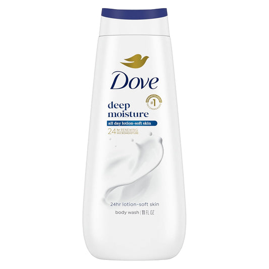 Dove Body Wash Deep Moisture for 24hr Lotion-Soft Skin Moisturizing Skin Cleanser with No Sulfates No Parabens 11 oz