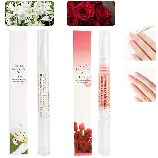 Meschett 2PCS Cuticle Oil Pens for Nail Care,Cuticle Revitalizer Oil Pen with Soft Brush,Cuticle Oil to Prevent Nail Cracking and Dry (Peach & Strawberry Flavor)