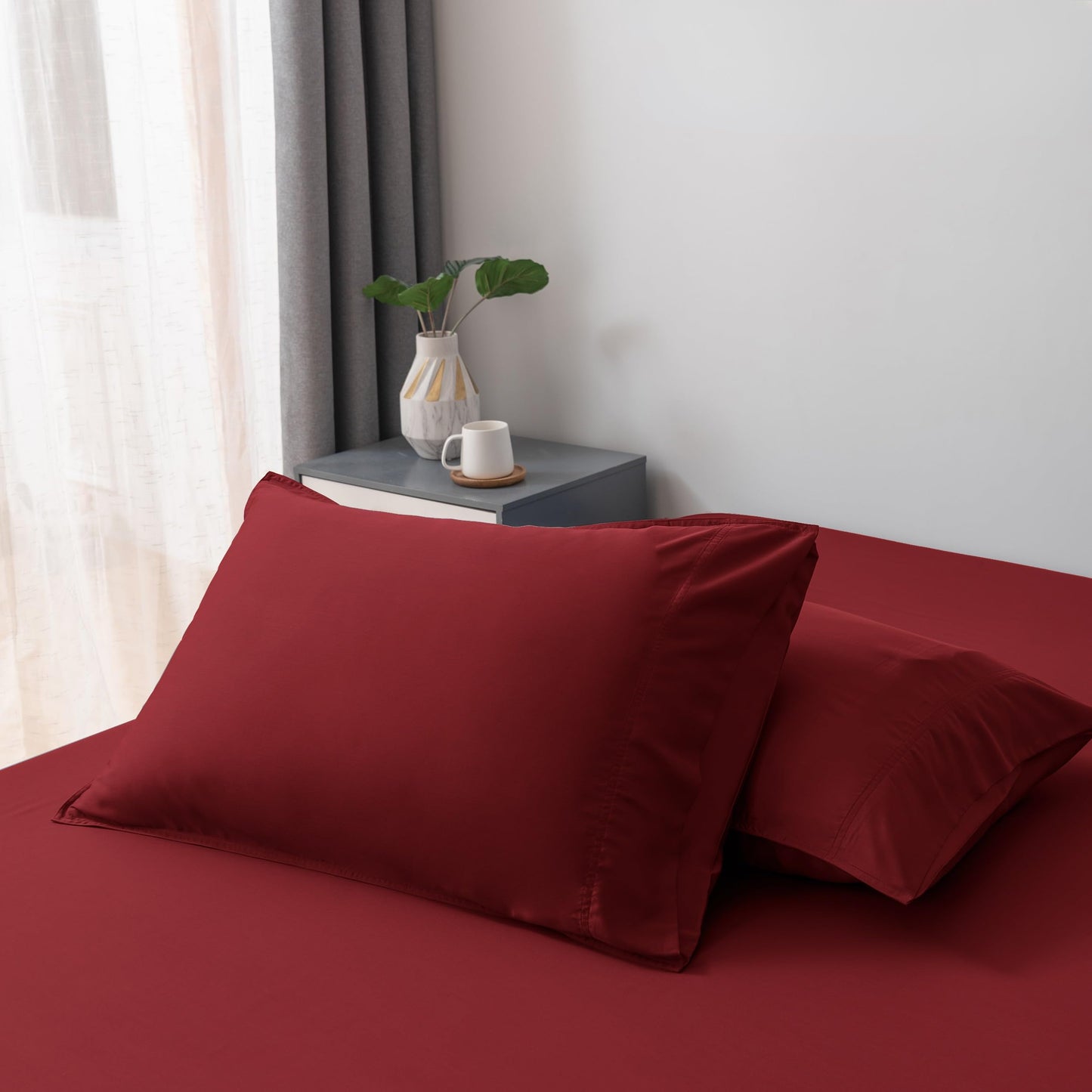 Bella Coterie | Luxury Standard Size Pillowcase Set | 100% Organically Grown Bamboo Viscose | Ultra Soft | Cooling | 2 Pcs [White]