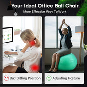 Yoga Ball, 18-30 Inch Extra Thick Exercise Ball for Workout Fitness Balance, Anti Burst Chair for Home and Office Desk, Includes Hand Pump & Workout Guide Access