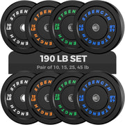 Olympic Rubber Bumper Weight Set - 2 Inch Barbell Plates for Home Gym Strength Training