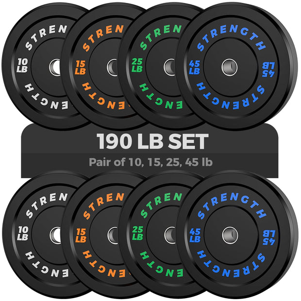 Olympic Rubber Bumper Weight Set - 2 Inch Barbell Plates for Home Gym Strength Training