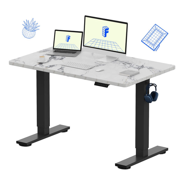 FLEXISPOT EN1 Whole-Piece Standing Desk, 48 x 24 Inches Height Adjustable Desk Stand up Desk Home Office Table for Computer Laptop (White Frame + Maple Desktop)