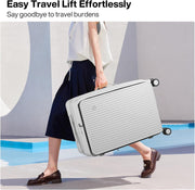 mixi 24 Inch Large Expandable Checked Luggage PC Hard Shell Suitcase Top Opening Rolling Travel Suitcases with Spinner Wheels & TSA Lock, Smoke White