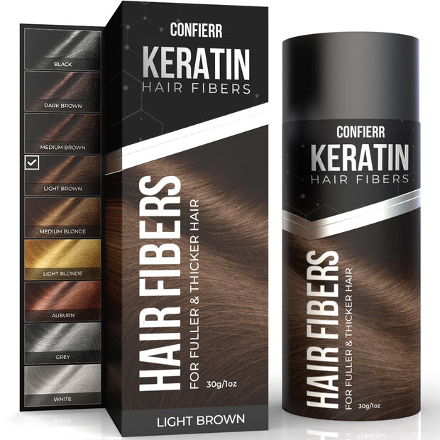 Keratin Hair Fibers for Men & Women - Fill In Fine or Thinning Hair, Instantly Thicker, Fuller Looking Hair (Black, 15g)